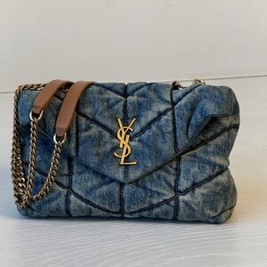 Yves Saint Laurent Blue Quilted Shoulder Bag